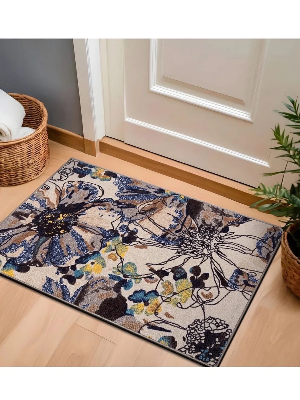 Floral Non-Skid Door Mat/Area Rug (NEW)